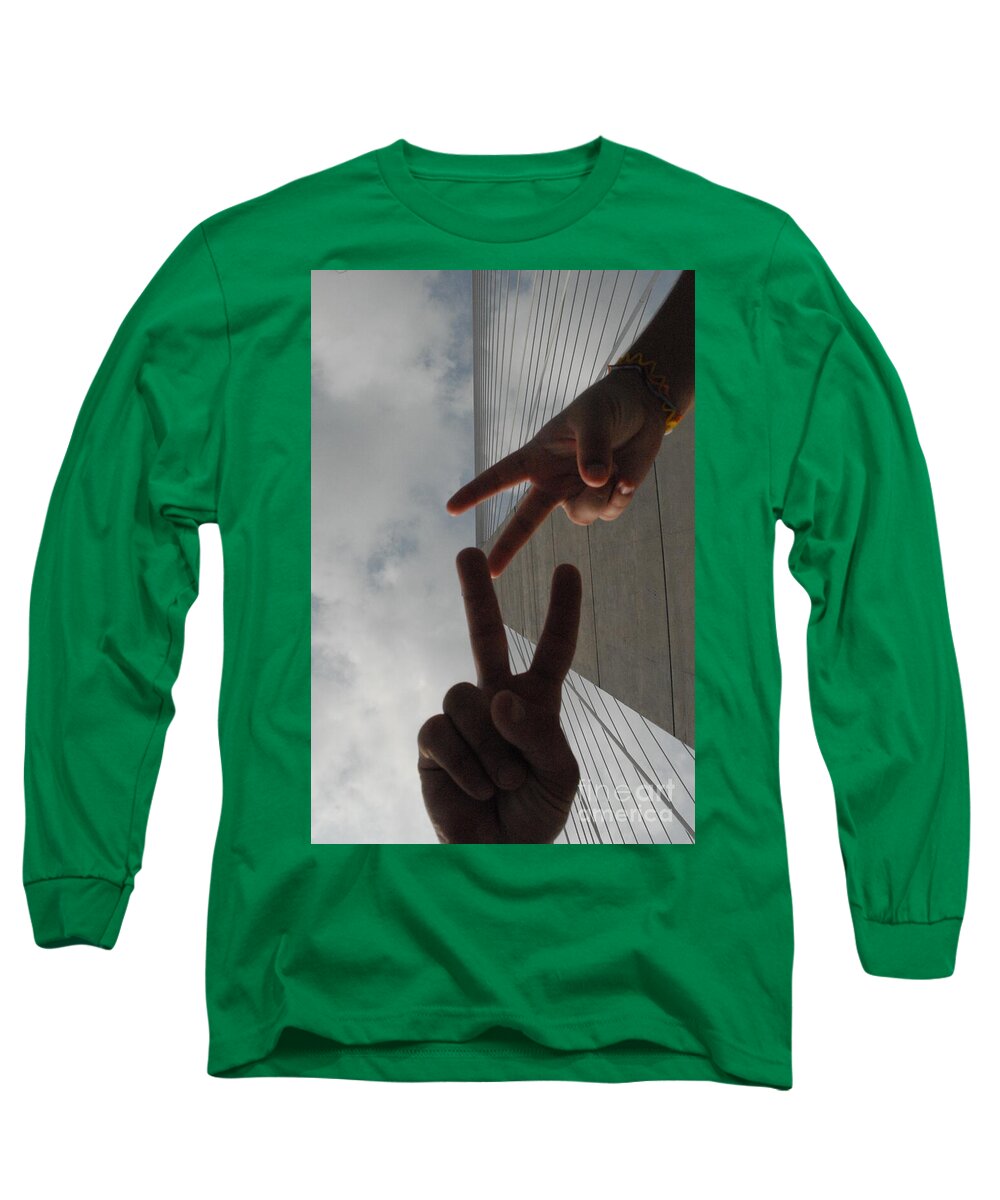 Peace Gesture Against Skyscraper - Long Sleeve T-Shirt