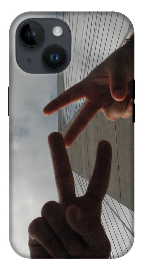 Peace Gesture Against Skyscraper - Phone Case