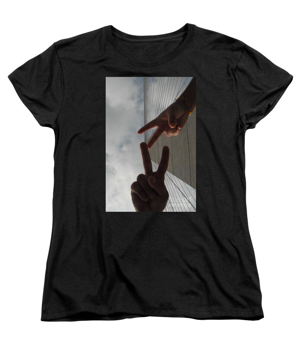 Peace Gesture Against Skyscraper - Women's T-Shirt (Standard Fit)