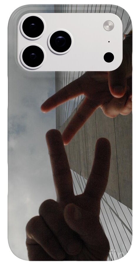 Peace Gesture Against Skyscraper - Phone Case