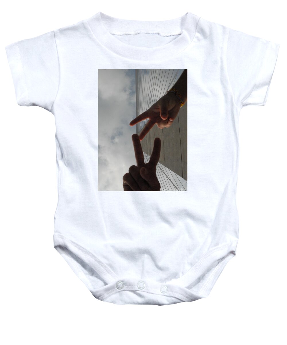 Peace Gesture Against Skyscraper - Baby One-Piece