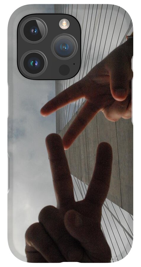 Peace Gesture Against Skyscraper - Phone Case