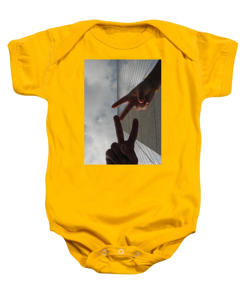 Peace Gesture Against Skyscraper - Baby One-Piece