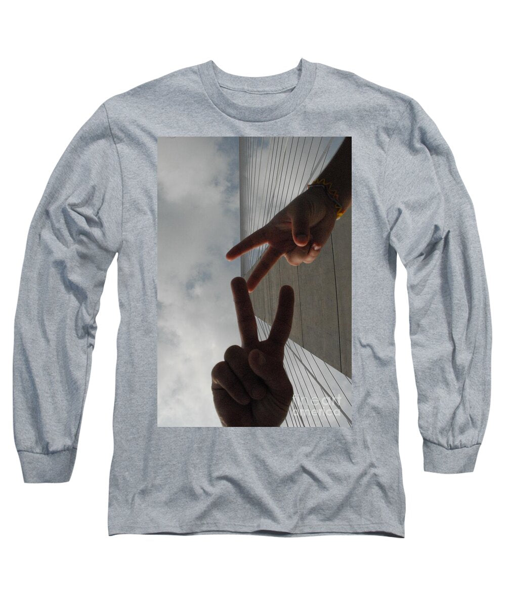 Peace Gesture Against Skyscraper - Long Sleeve T-Shirt