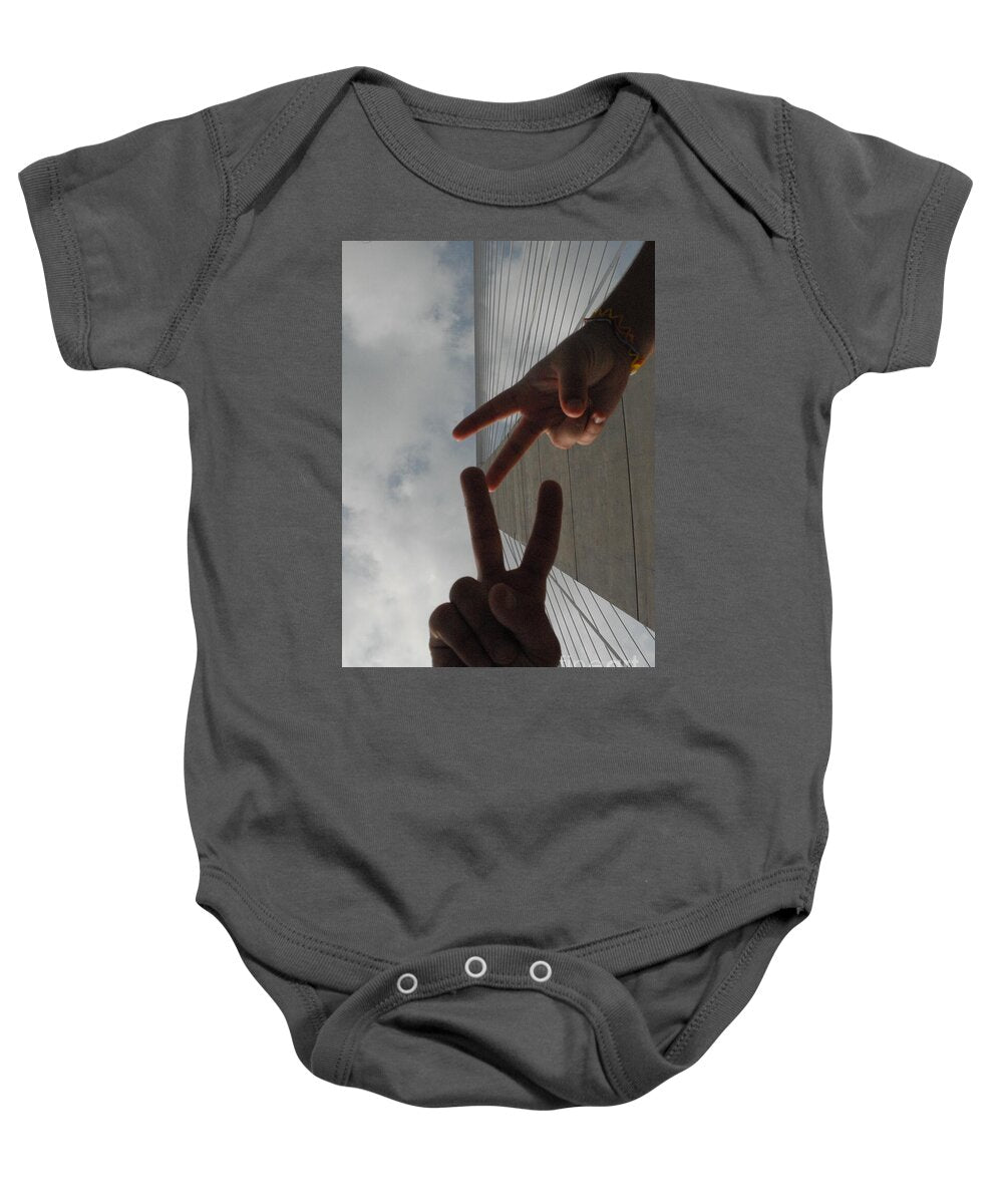 Peace Gesture Against Skyscraper - Baby One-Piece
