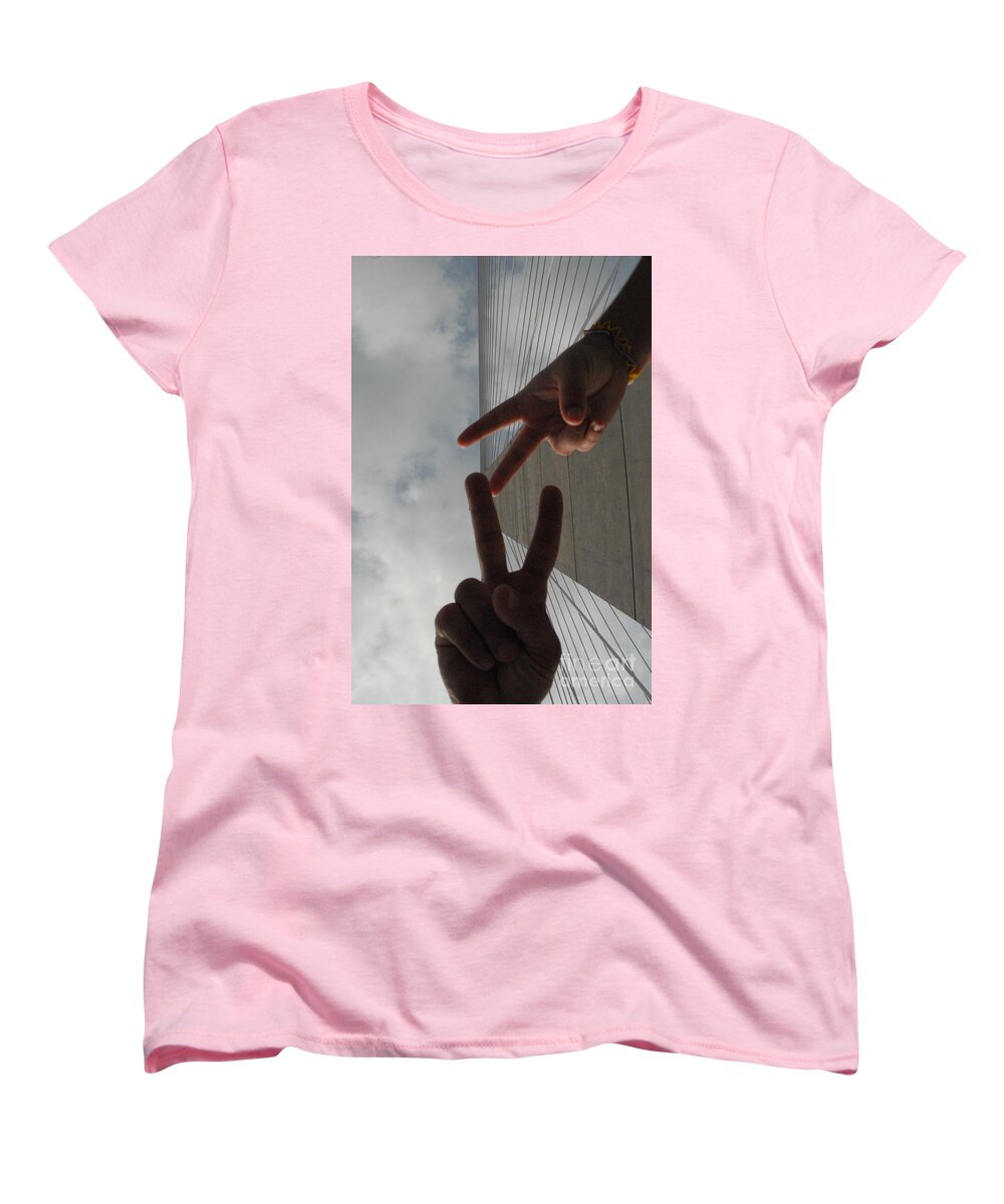 Peace Gesture Against Skyscraper - Women's T-Shirt (Standard Fit)