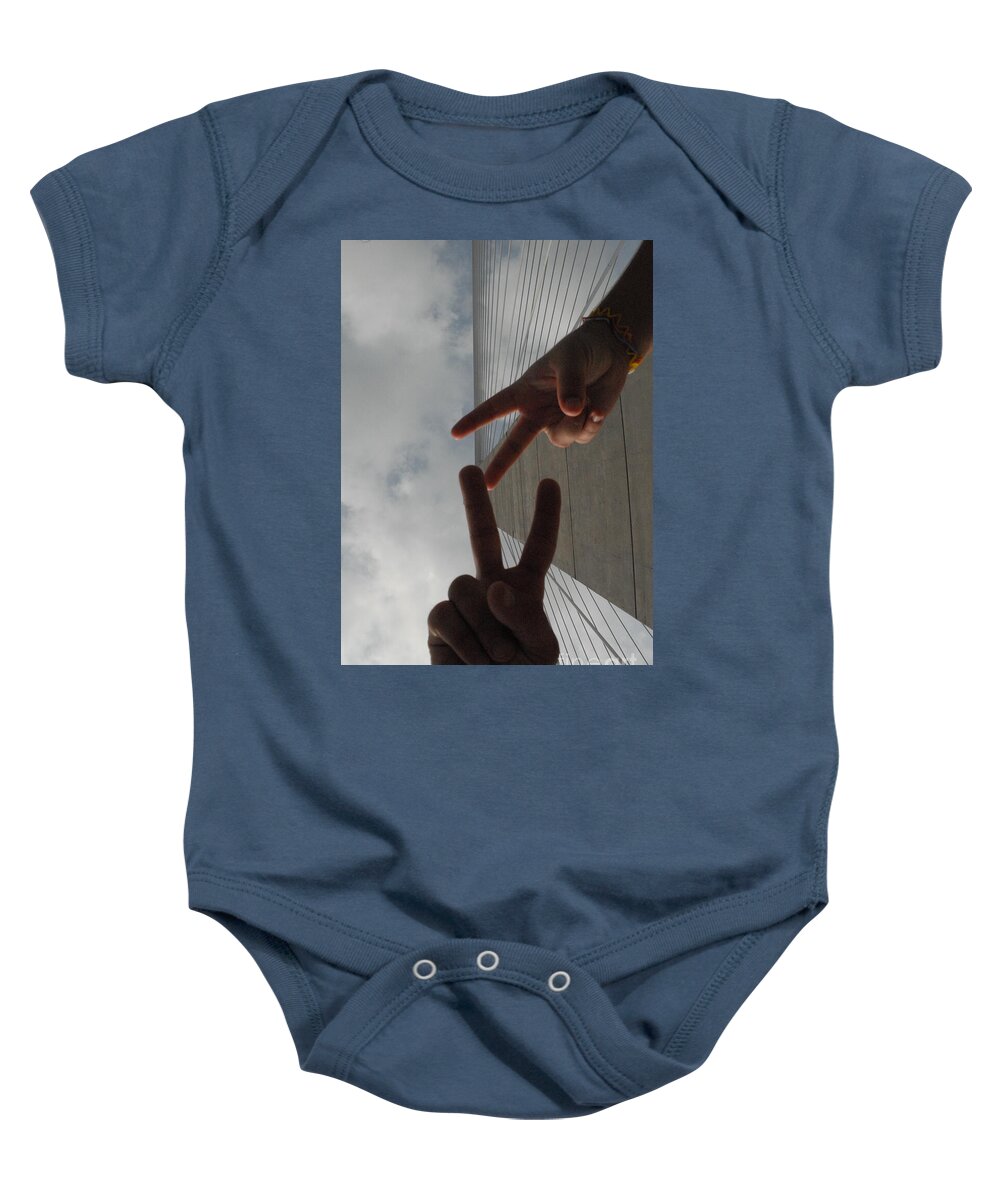 Peace Gesture Against Skyscraper - Baby One-Piece