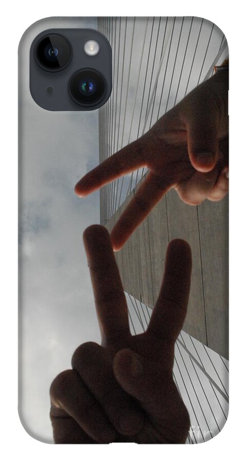 Peace Gesture Against Skyscraper - Phone Case