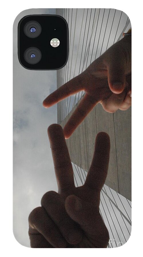 Peace Gesture Against Skyscraper - Phone Case