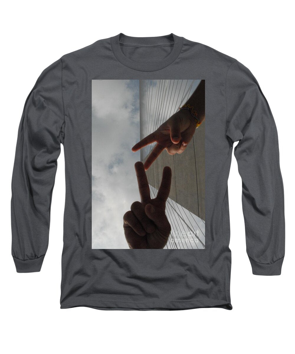 Peace Gesture Against Skyscraper - Long Sleeve T-Shirt