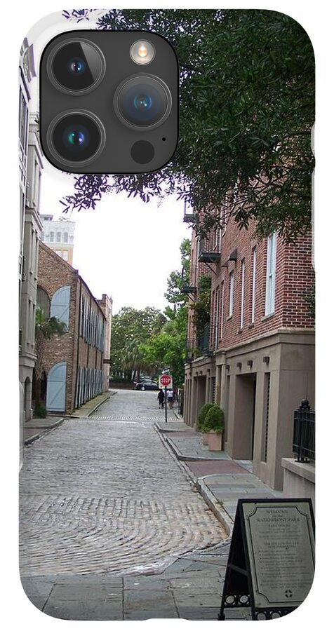 Quiet Cobblestone Street in City - Phone Case
