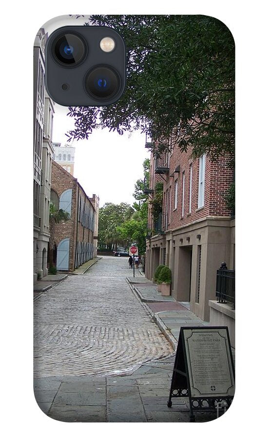 Quiet Cobblestone Street in City - Phone Case