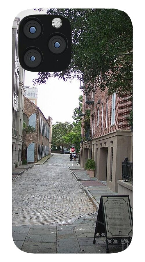 Quiet Cobblestone Street in City - Phone Case