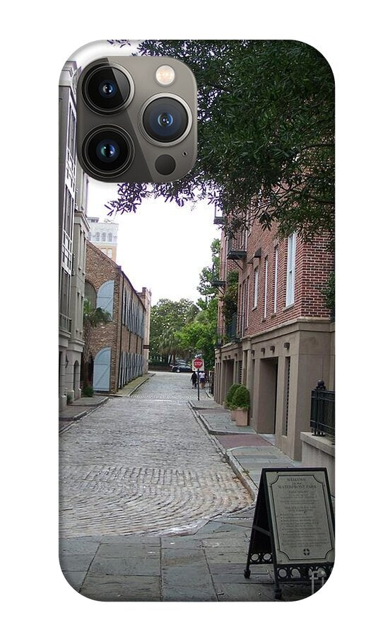 Quiet Cobblestone Street in City - Phone Case