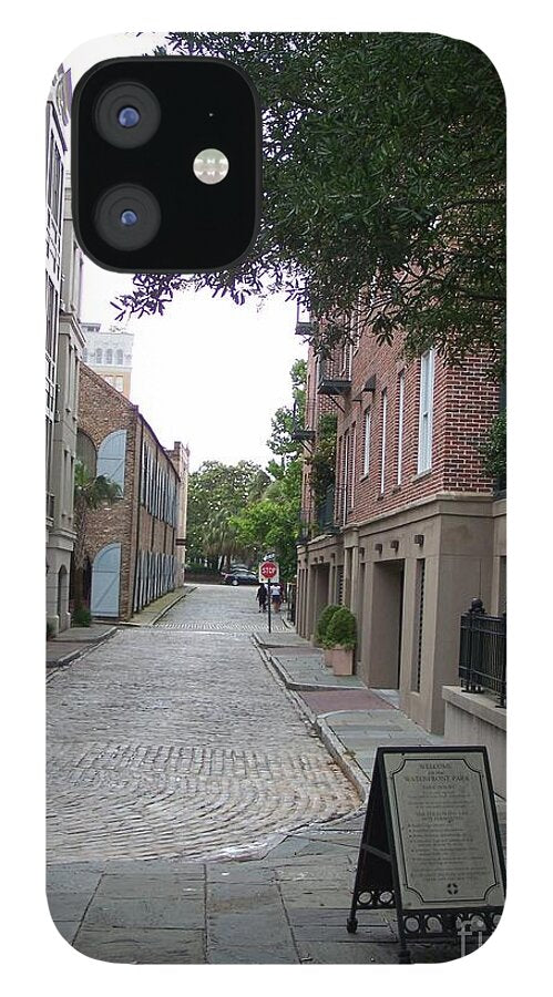 Quiet Cobblestone Street in City - Phone Case