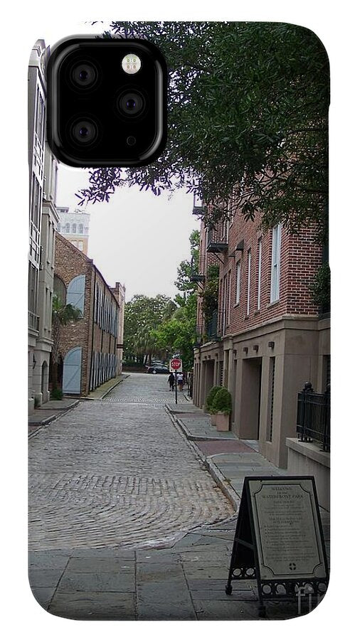 Quiet Cobblestone Street in City - Phone Case