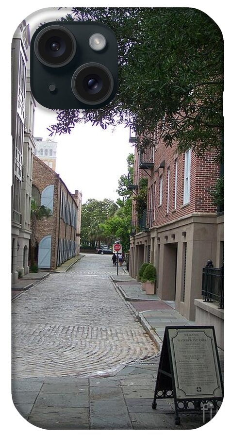 Quiet Cobblestone Street in City - Phone Case