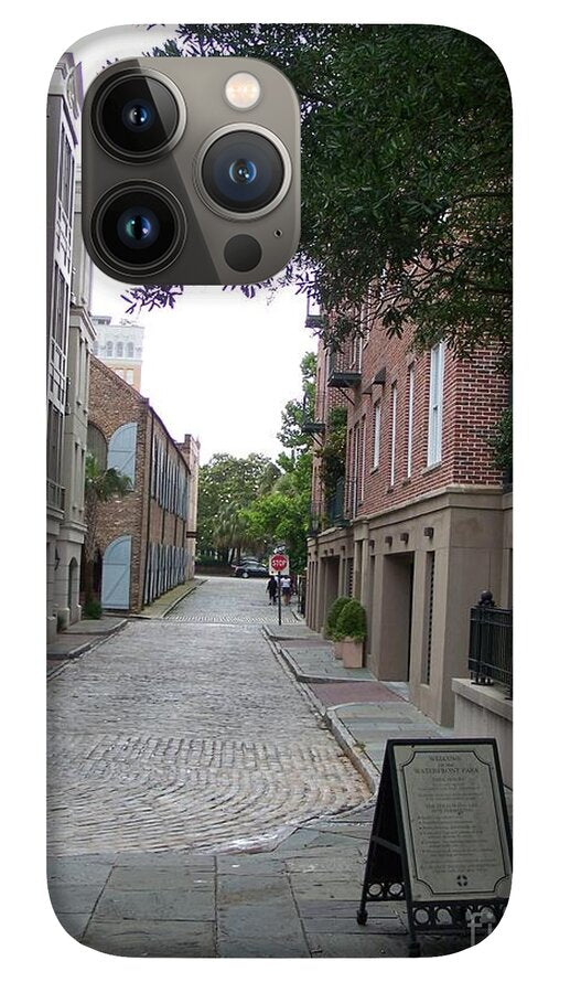 Quiet Cobblestone Street in City - Phone Case