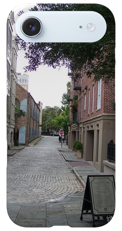 Quiet Cobblestone Street in City - Phone Case