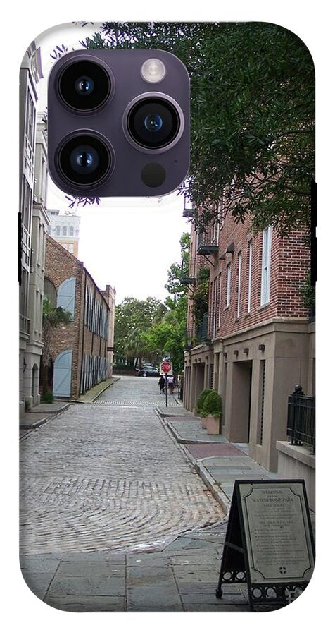 Quiet Cobblestone Street in City - Phone Case