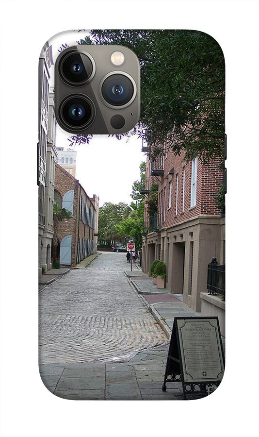 Quiet Cobblestone Street in City - Phone Case