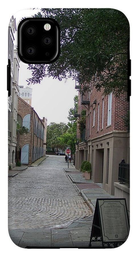 Quiet Cobblestone Street in City - Phone Case
