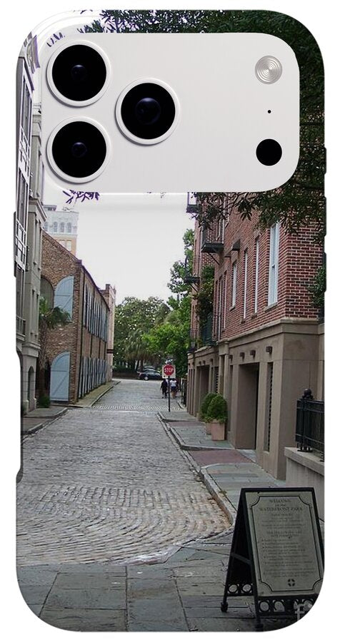 Quiet Cobblestone Street in City - Phone Case