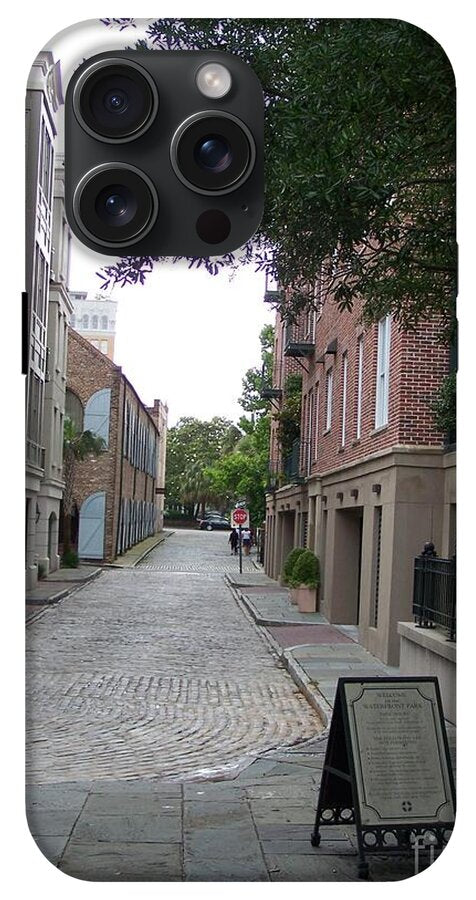 Quiet Cobblestone Street in City - Phone Case