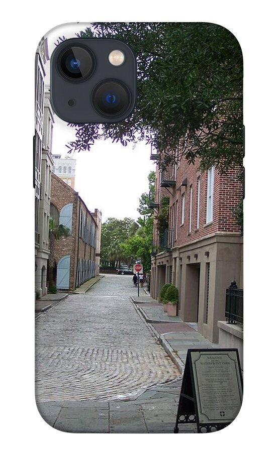 Quiet Cobblestone Street in City - Phone Case