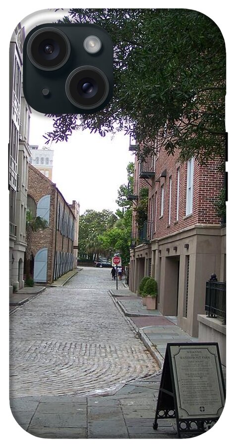 Quiet Cobblestone Street in City - Phone Case