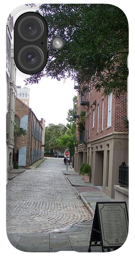 Quiet Cobblestone Street in City - Phone Case