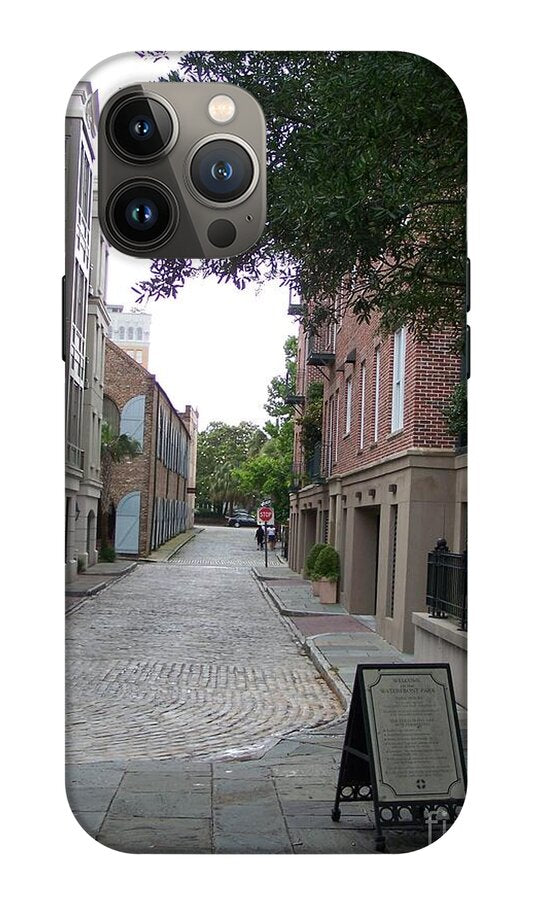 Quiet Cobblestone Street in City - Phone Case