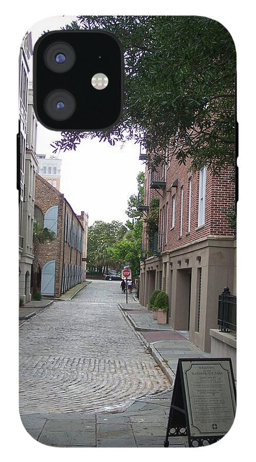 Quiet Cobblestone Street in City - Phone Case