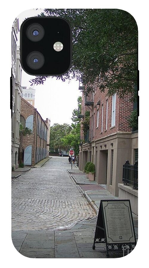Quiet Cobblestone Street in City - Phone Case