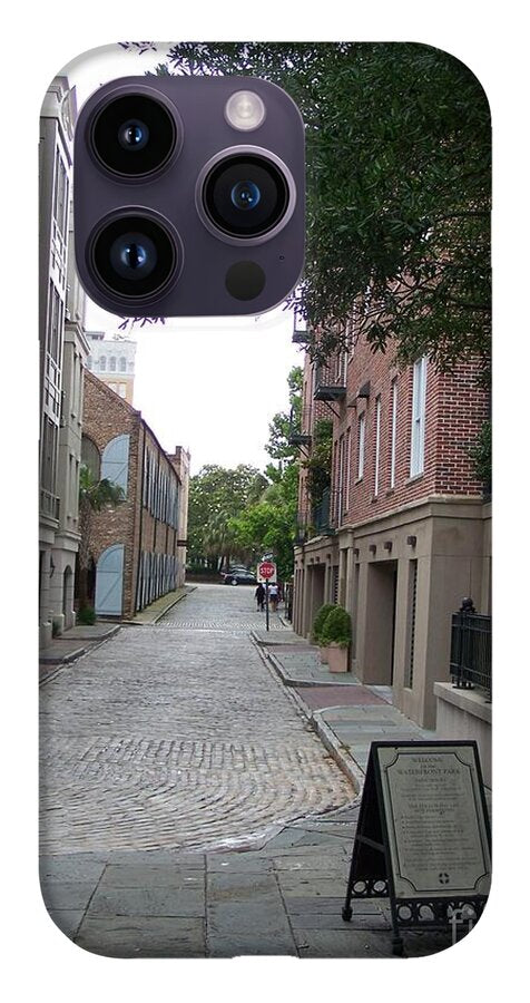 Quiet Cobblestone Street in City - Phone Case