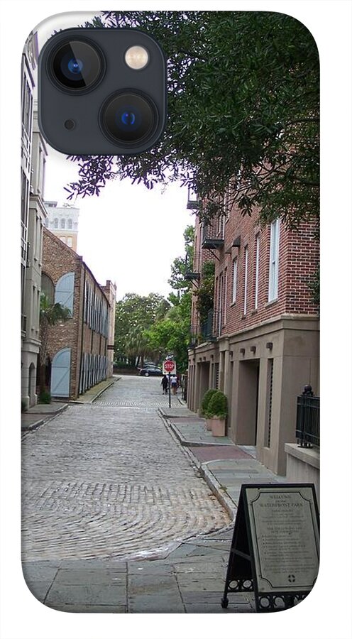 Quiet Cobblestone Street in City - Phone Case