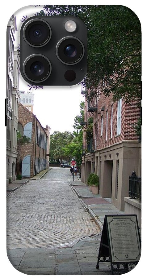 Quiet Cobblestone Street in City - Phone Case