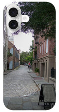 Quiet Cobblestone Street in City - Phone Case