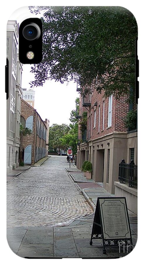 Quiet Cobblestone Street in City - Phone Case