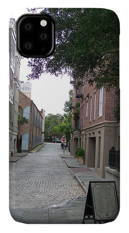 Quiet Cobblestone Street in City - Phone Case