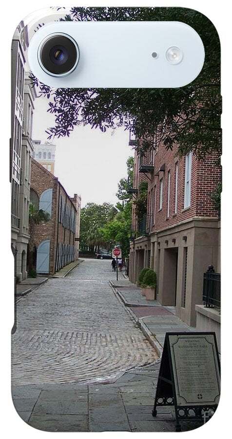 Quiet Cobblestone Street in City - Phone Case