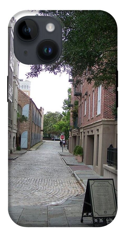 Quiet Cobblestone Street in City - Phone Case