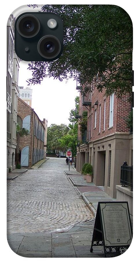 Quiet Cobblestone Street in City - Phone Case