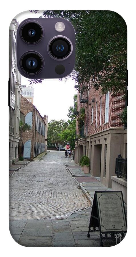 Quiet Cobblestone Street in City - Phone Case