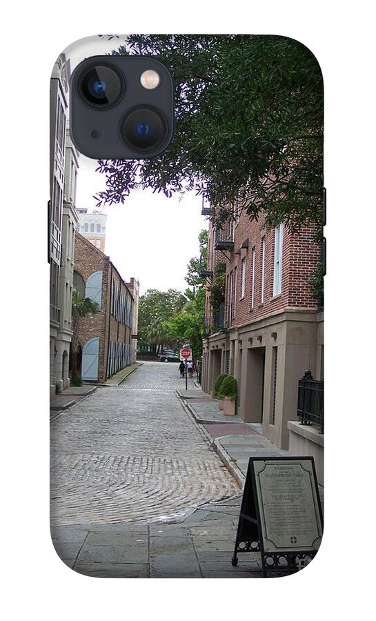 Quiet Cobblestone Street in City - Phone Case