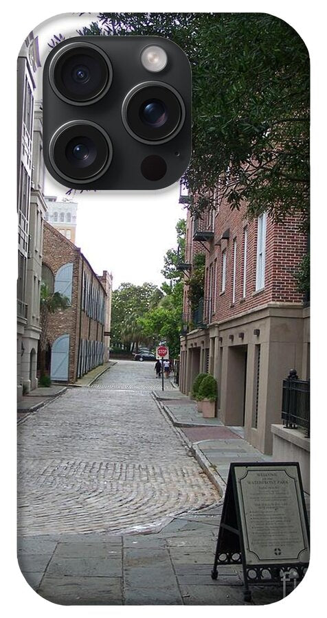 Quiet Cobblestone Street in City - Phone Case