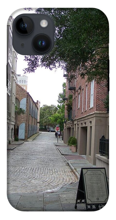Quiet Cobblestone Street in City - Phone Case