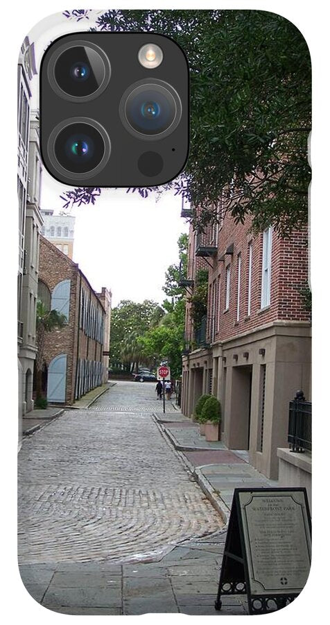 Quiet Cobblestone Street in City - Phone Case