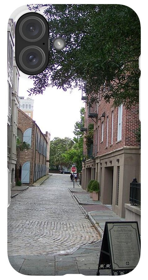 Quiet Cobblestone Street in City - Phone Case