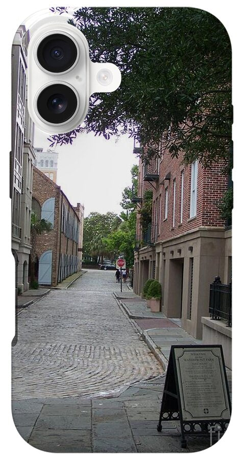 Quiet Cobblestone Street in City - Phone Case